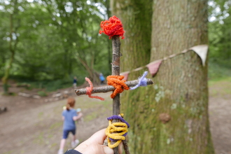 Stick man at Forest school for families at Swanwick Lakes