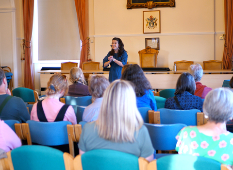 Lisa Schneidau peforming at the Tales from the Riverbank Literature Festival © Hampshire & Isle of Wight Wildlife Trust